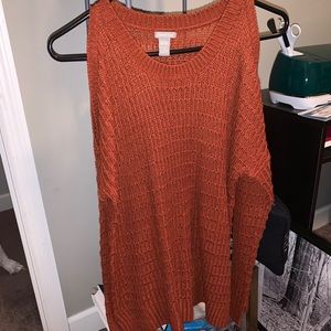 Orange Cold Shoulder Sweater